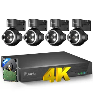4X 8MP POE camera system with animal/vehicle/person detection, 8CH 2TB HDD NVR camera set with 24/7 video surveillance